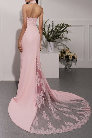 Vestido de dama de honor de sirena rosa
